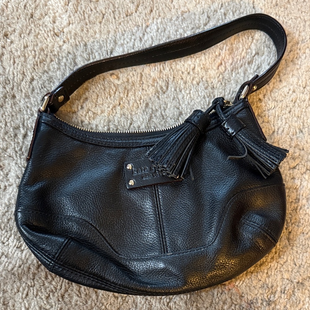 Kate Spade Black Leather Tassel Shoulder Bag